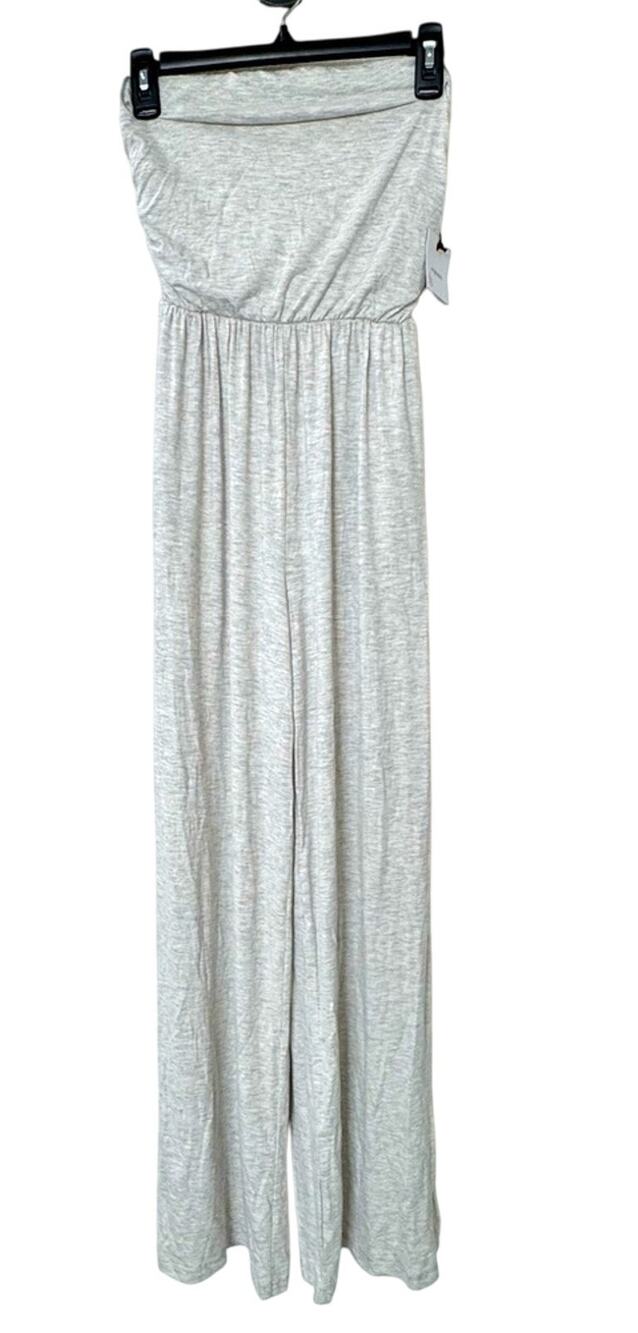 New La La Land Creative Co Grey Halter Stretch Jumpsuit S Boho Beachy Lounge NWT